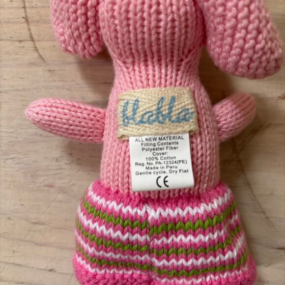 Blabla NWOT Original Girl Elephant Rattle Pink Baby Rattle 8" - Picture 4 of 4